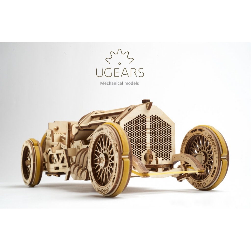 Ugears - 3D drewniane puzzle mechaniczne U9 Samochód Grand Prix