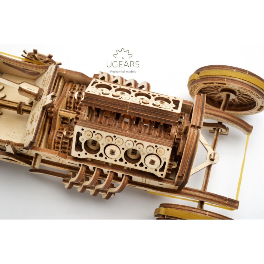 Ugears - 3D drewniane puzzle mechaniczne U9 Samochód Grand Prix