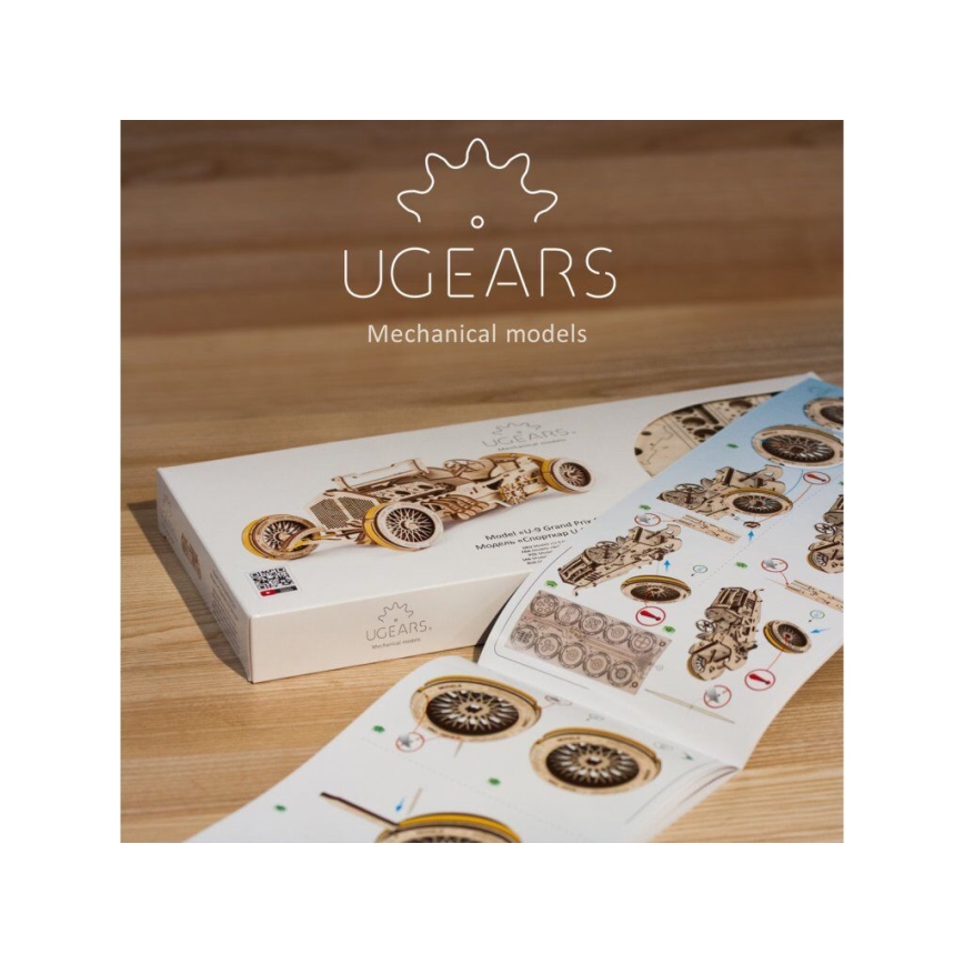 Ugears - 3D drewniane puzzle mechaniczne U9 Samochód Grand Prix