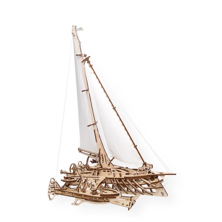 Ugears - Drewniane puzzle mechaniczne 3D Żaglówka Merihobus trimaran