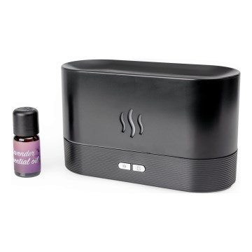 Ultradźwiękowy dyfuzor aromatyczny LED RGB i nawilżacz powietrza z podświetleniem 180 ml czarny