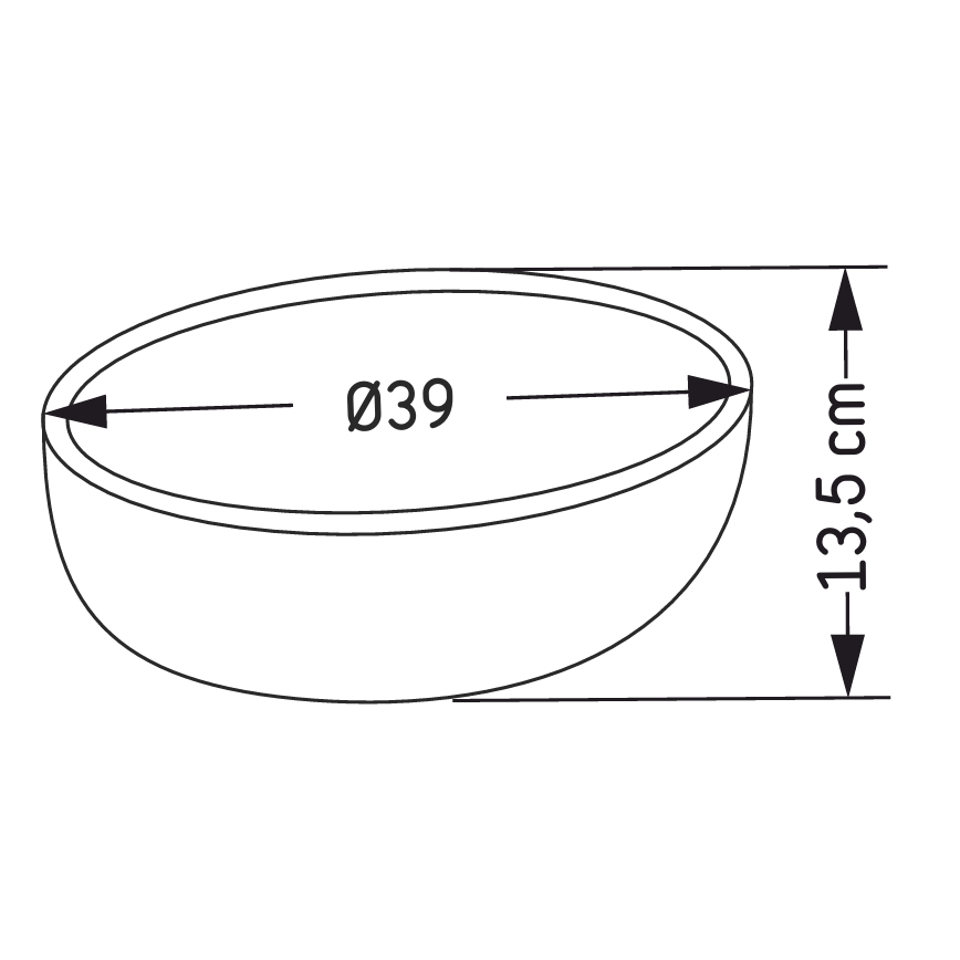 Umywalka nablatowa BERGEN Ø 39 cm beton/szary