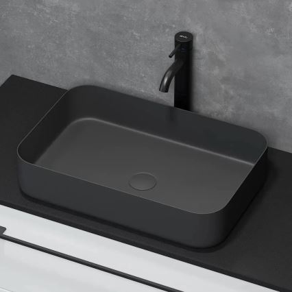 Umywalka nablatowa LJORDAL 52x34 cm, stal, czarna