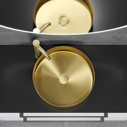 Umywalka nablatowa LJORDAL śr. 40 cm stal/mosiądz