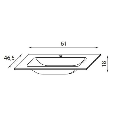 Umywalka wpuszczana CHICAGO 61x46,5 cm, biały połysk