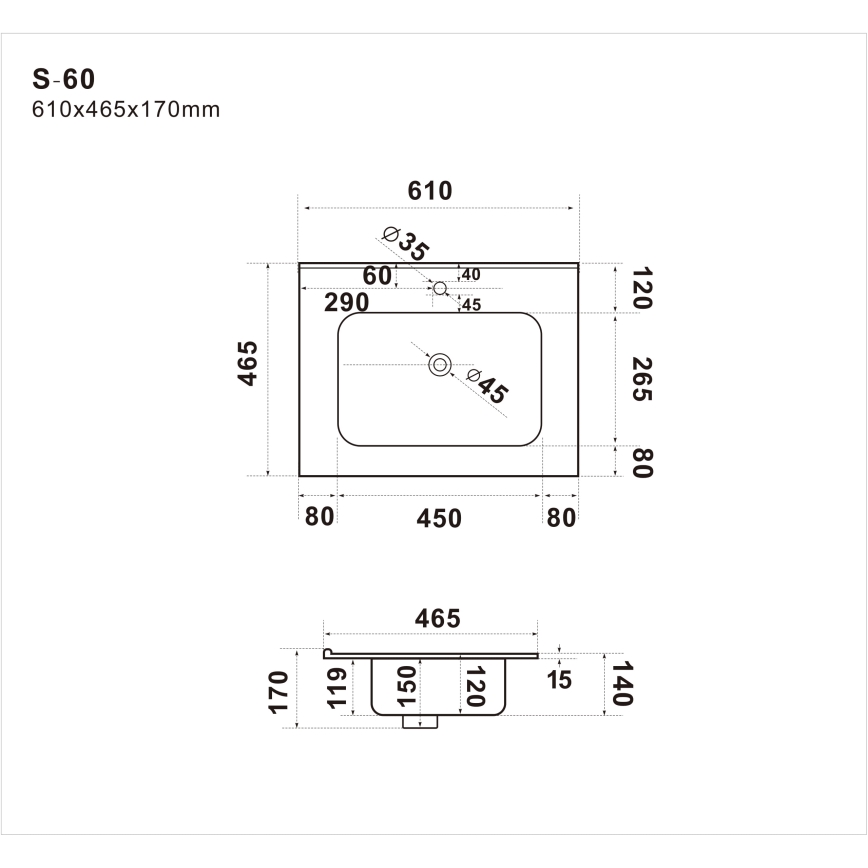 Umywalka wpuszczana LILLESNAD 61 x 46 cm ceramika/biała