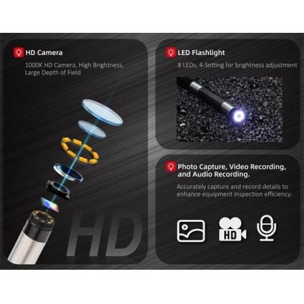 Uni-T UT663B - Kamera inspekcyjna 3,7V 3000 mAh IP67 3m
