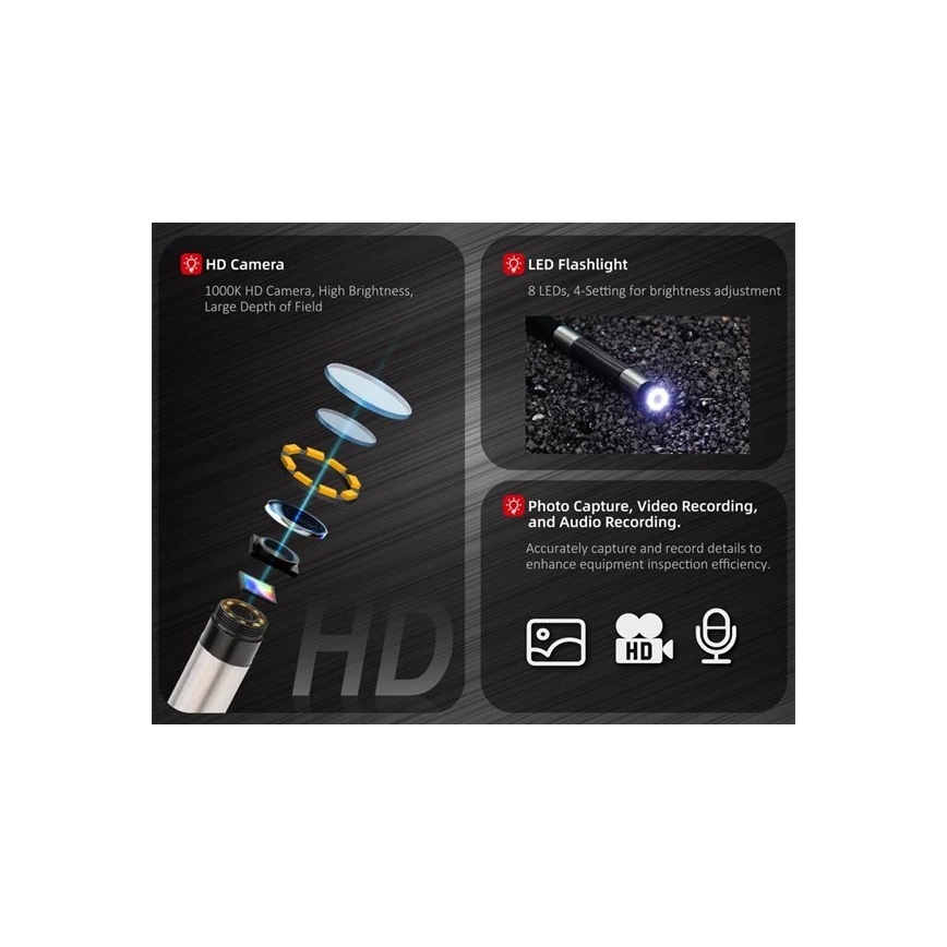 Uni-T UT663B - Kamera inspekcyjna 3,7V 3000 mAh IP67 3m