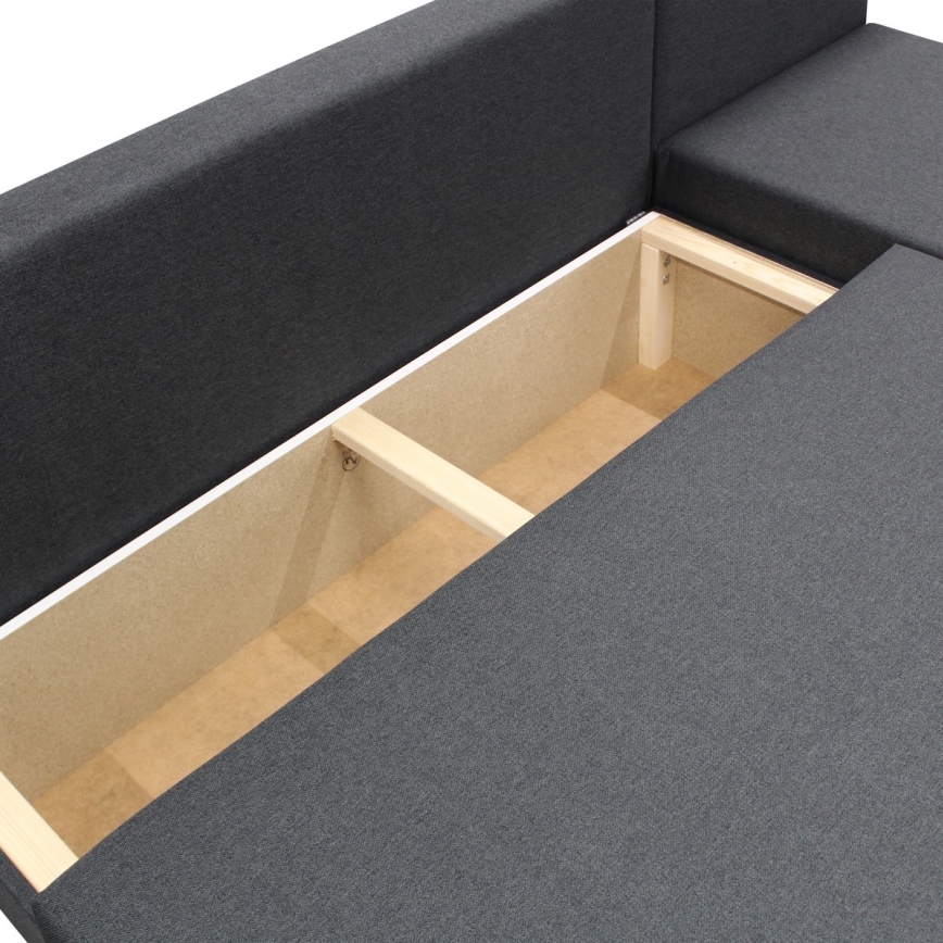 Uniwersalny rozkładany narożnik z pojemnikiem w kształcie litery L ALMEIDA antracyt