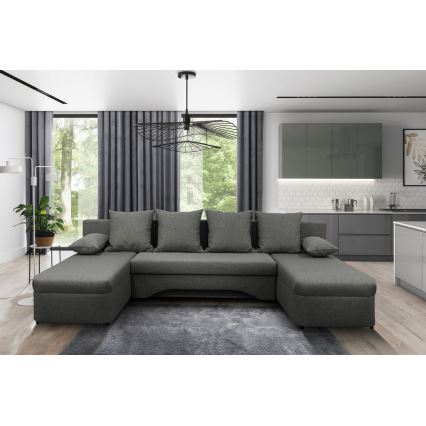 Uniwersalna rozkładana narożna sofa z miejscem do przechowywania do U ALMEIDA antracyt