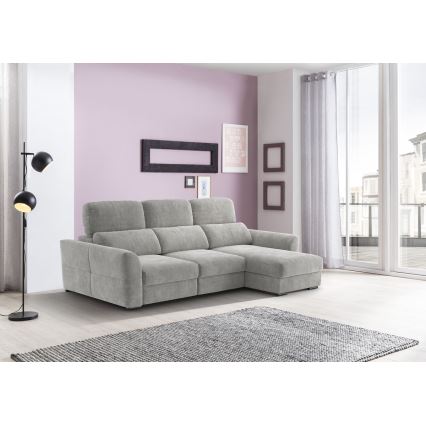Uniwersalna rozkładana sofa narożna trzyosobowa z miejscem do przechowywania TRENTO jasnoszary