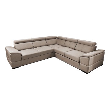 Uniwersalna narożna rozkładana sofa z pojemnym schowkiem GRANADA beżowa