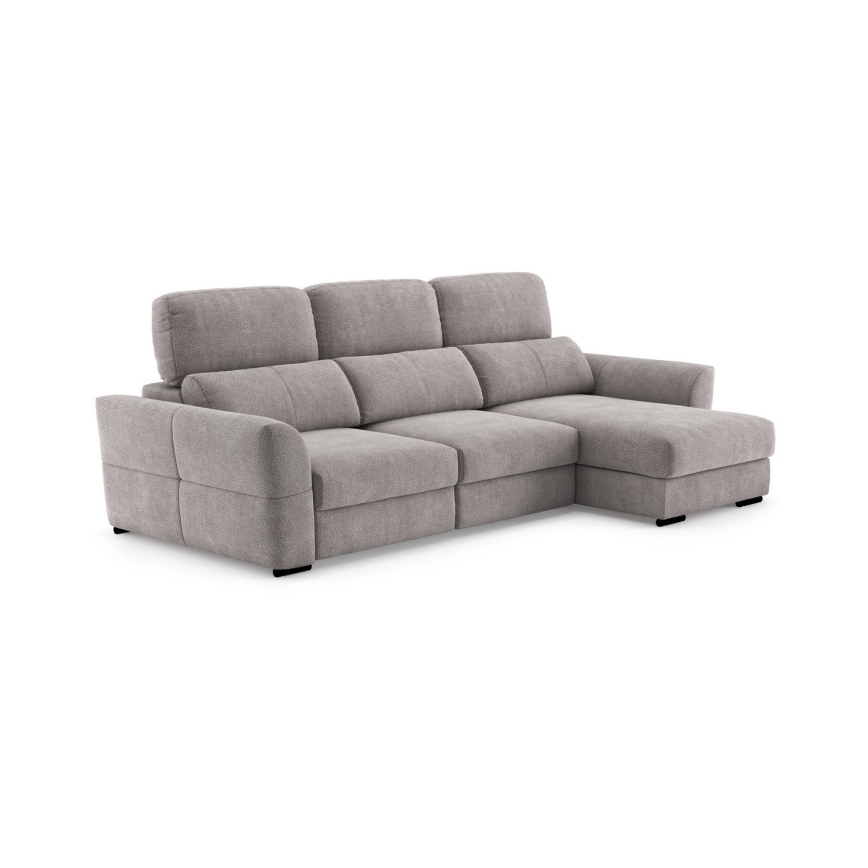 Uniwersalna narożna rozkładana sofa trzyosobowa z pojemnikiem TRENTO taupe