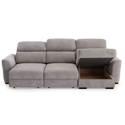 Uniwersalna narożna rozkładana sofa trzyosobowa z pojemnikiem TRENTO taupe
