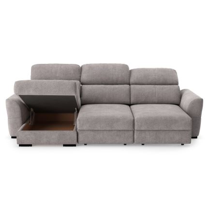 Uniwersalna narożna rozkładana sofa trzyosobowa z pojemnikiem TRENTO taupe