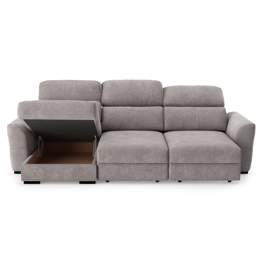 Uniwersalna narożna rozkładana sofa trzyosobowa z pojemnikiem TRENTO taupe