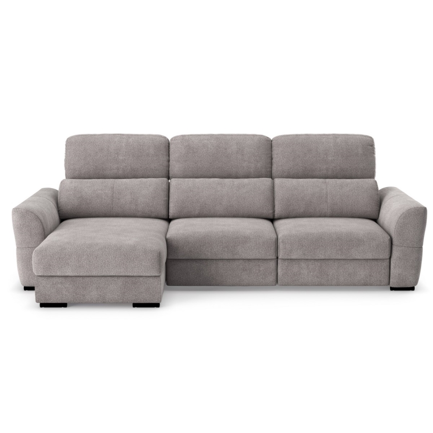 Uniwersalna narożna rozkładana sofa trzyosobowa z pojemnikiem TRENTO taupe