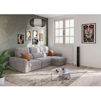 Uniwersalna narożna rozkładana sofa trzyosobowa z pojemnikiem TRENTO taupe