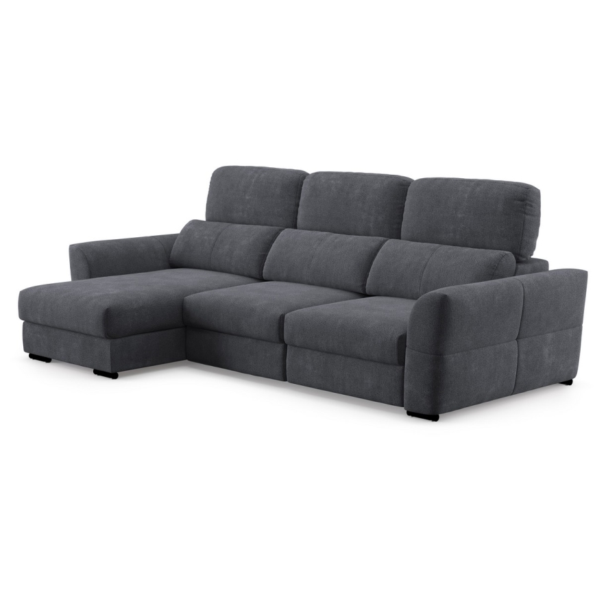 Uniwersalna rozkładana sofa narożna trzyosobowa z miejscem do przechowywania TRENTO antracyt
