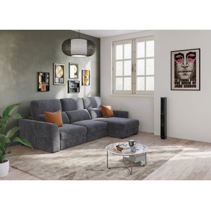 Uniwersalna rozkładana sofa narożna trzyosobowa z miejscem do przechowywania TRENTO antracyt