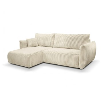 Uniwersalna rozkładana narożna sofa w kształcie L z pojemnikiem FRIDA kremowa