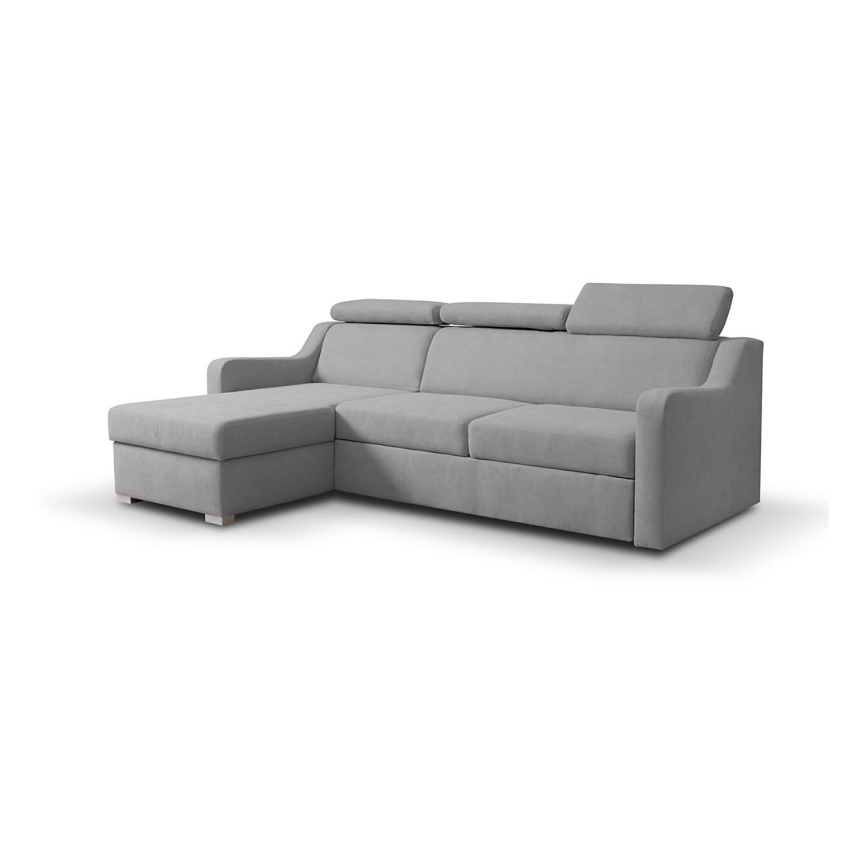 Uniwersalna rozkładana narożna sofa z miejscem do przechowywania PORTO szary