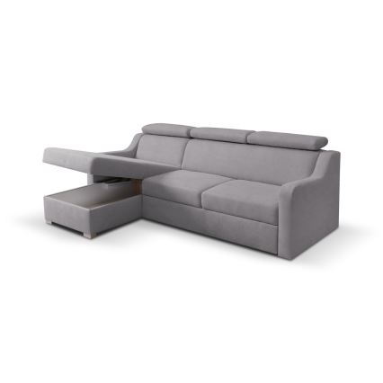 Uniwersalna rozkładana narożna sofa z miejscem do przechowywania PORTO szary