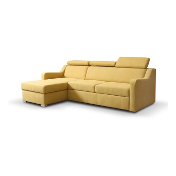 Uniwersalna rozkładana narożna sofa z miejscem do przechowywania PORTO żółty