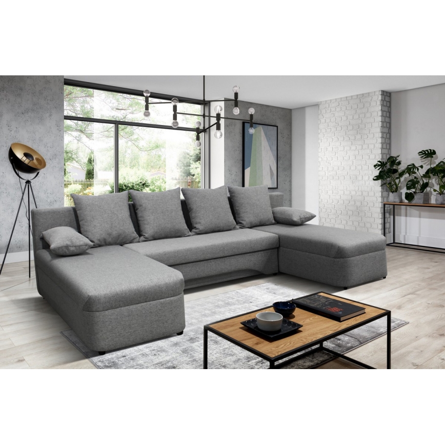 Uniwersalna rozkładana narożna sofa z miejscem do przechowywania do U ALMEIDA szary