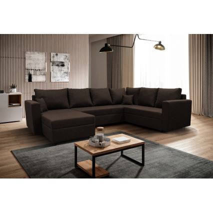 Uniwersalna rozkładana narożna sofa z miejscem do przechowywania do U SEYA brązowy