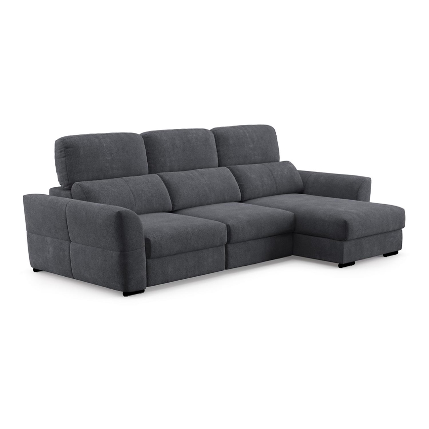 Uniwersalna rozkładana sofa narożna z miejscem do przechowywania TRENTO antracyt