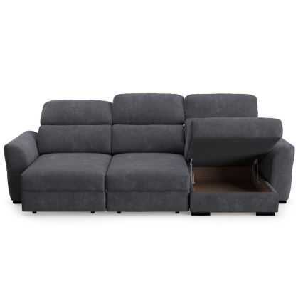 Uniwersalna rozkładana sofa narożna z miejscem do przechowywania TRENTO antracyt