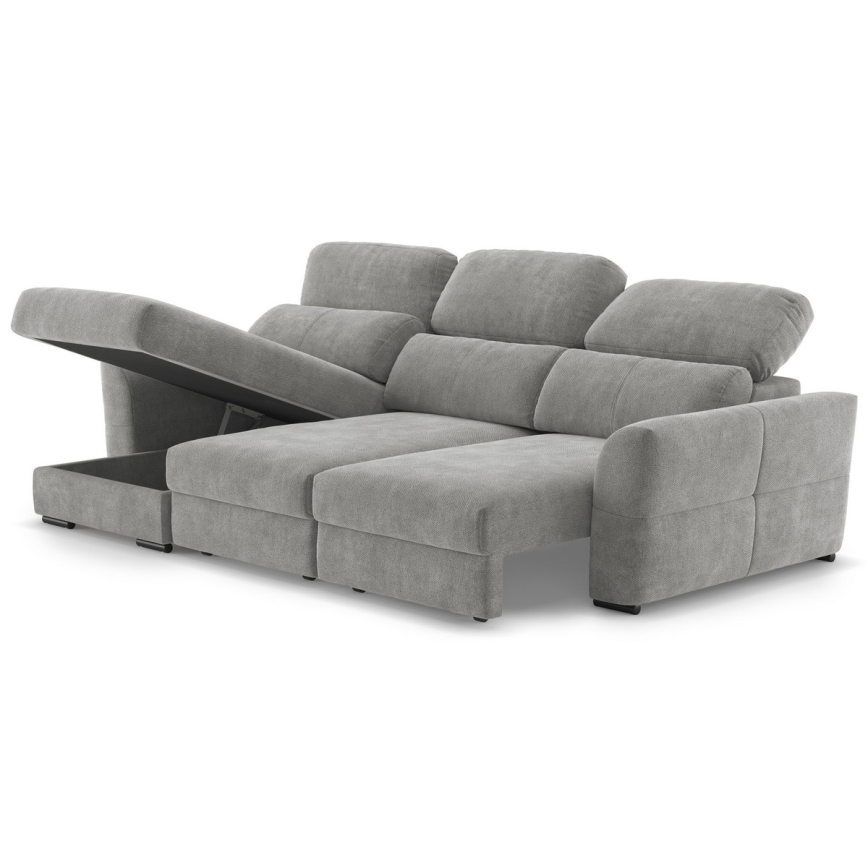 Uniwersalny rozkładana sofa narożna z miejscem do przechowywania TRENTO jasnoszary