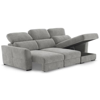 Uniwersalny rozkładana sofa narożna z miejscem do przechowywania TRENTO jasnoszary