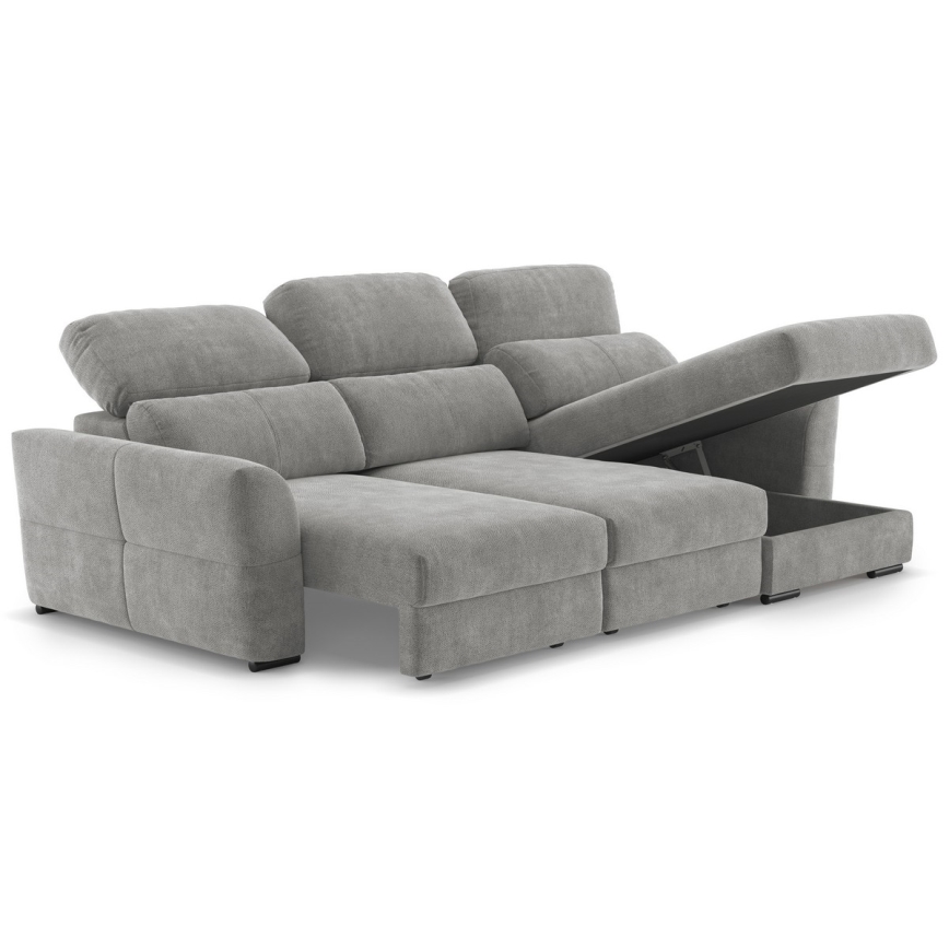 Uniwersalny rozkładana sofa narożna z miejscem do przechowywania TRENTO jasnoszary