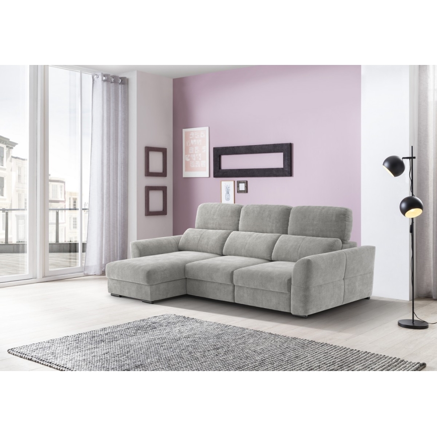 Uniwersalny rozkładana sofa narożna z miejscem do przechowywania TRENTO jasnoszary
