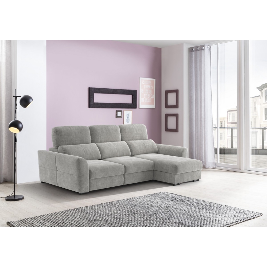 Uniwersalny rozkładana sofa narożna z miejscem do przechowywania TRENTO jasnoszary
