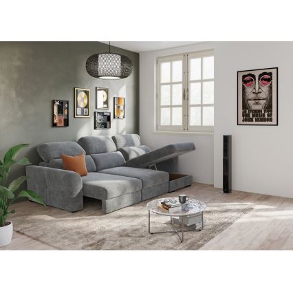 Uniwersalny rozkładana sofa narożna z miejscem do przechowywania TRENTO szary