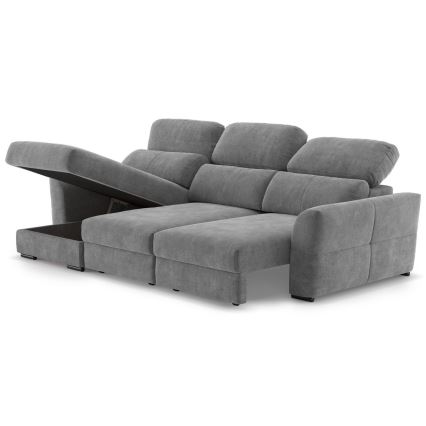 Uniwersalny rozkładana sofa narożna z miejscem do przechowywania TRENTO szary