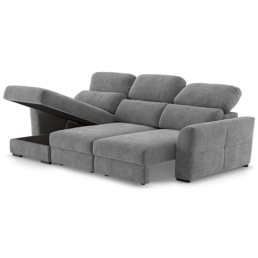 Uniwersalny rozkładana sofa narożna z miejscem do przechowywania TRENTO szary