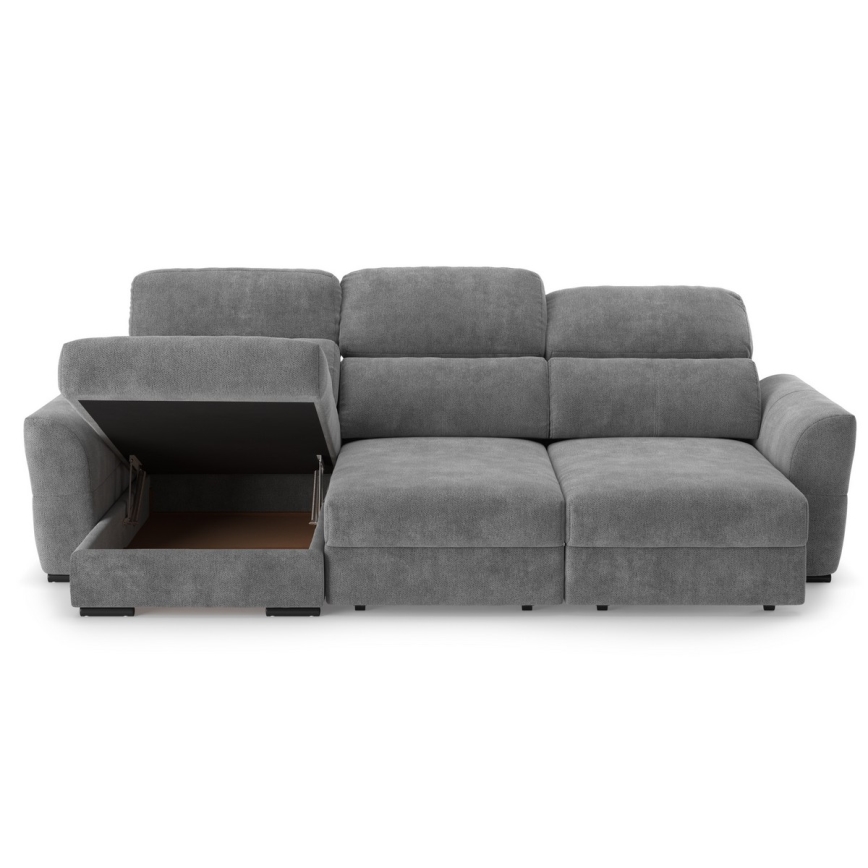 Uniwersalny rozkładana sofa narożna z miejscem do przechowywania TRENTO szary