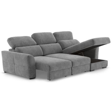 Uniwersalny rozkładana sofa narożna z miejscem do przechowywania TRENTO szary