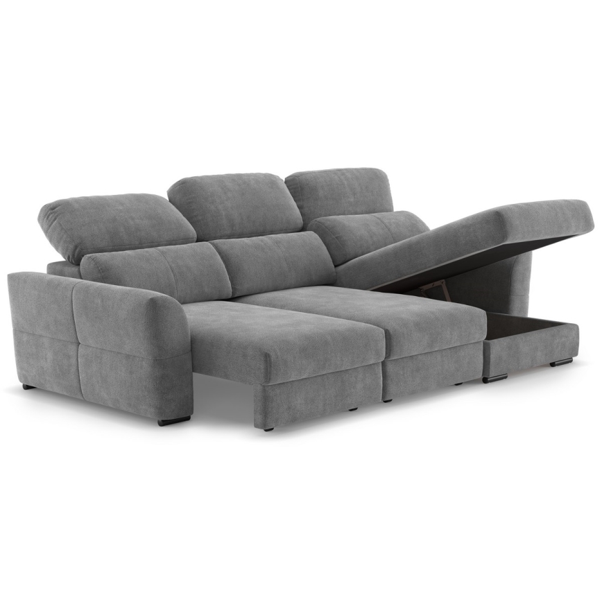 Uniwersalny rozkładana sofa narożna z miejscem do przechowywania TRENTO szary