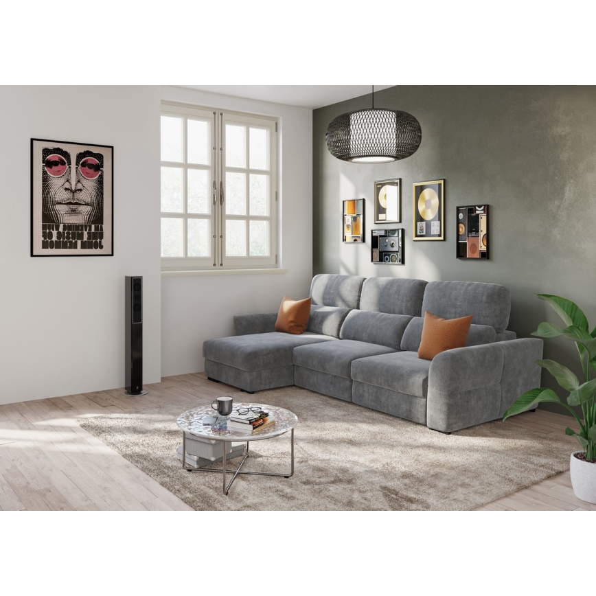 Uniwersalny rozkładana sofa narożna z miejscem do przechowywania TRENTO szary