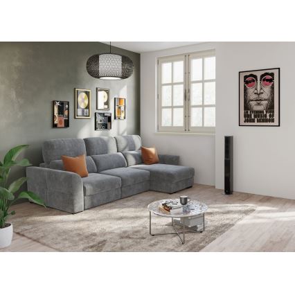 Uniwersalny rozkładana sofa narożna z miejscem do przechowywania TRENTO szary