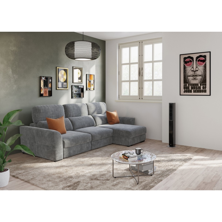 Uniwersalny rozkładana sofa narożna z miejscem do przechowywania TRENTO szary