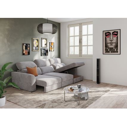 Uniwersalna rozkładana sofa narożna z miejscem do przechowywania TRENTO taupe
