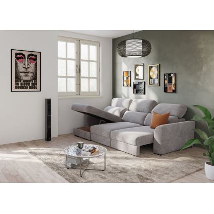 Uniwersalna rozkładana sofa narożna z miejscem do przechowywania TRENTO taupe