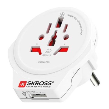 Uniwersalny adapter podróżny Europa USB dla odwiedzających Czechy, USB-A 12W, typ E/F