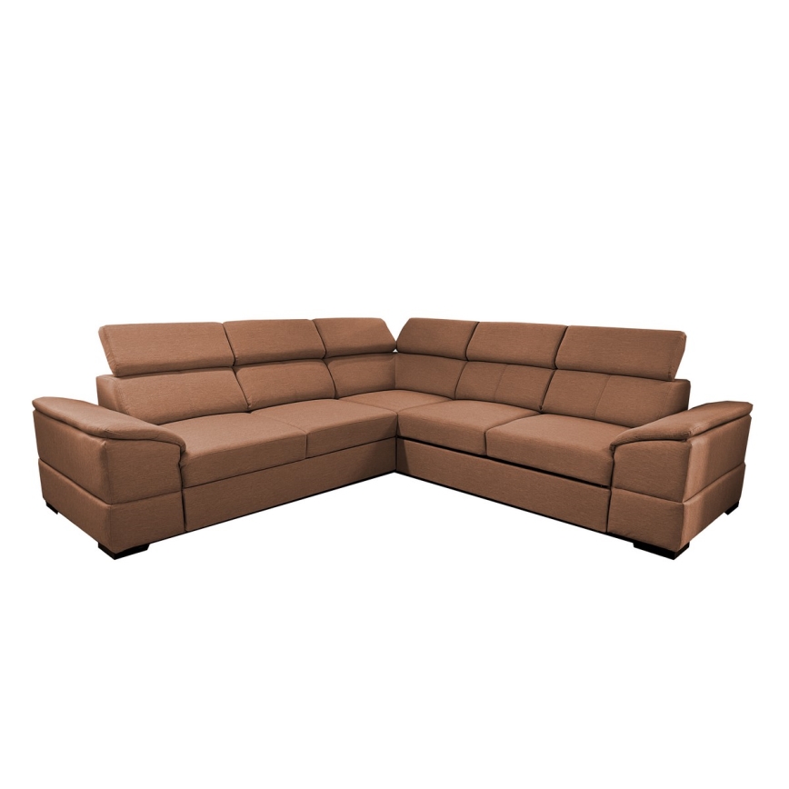 Uniwersalny rozkładany narożnik z pojemnikiem GRANADA, brązowy